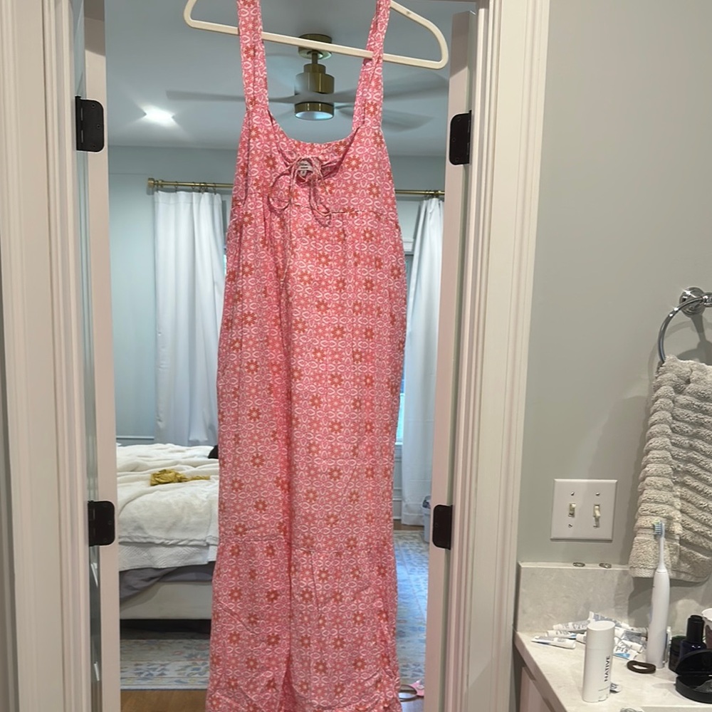 Monsoon and Beyond Pink Maxi Dress with Delicate Crochet Texture
